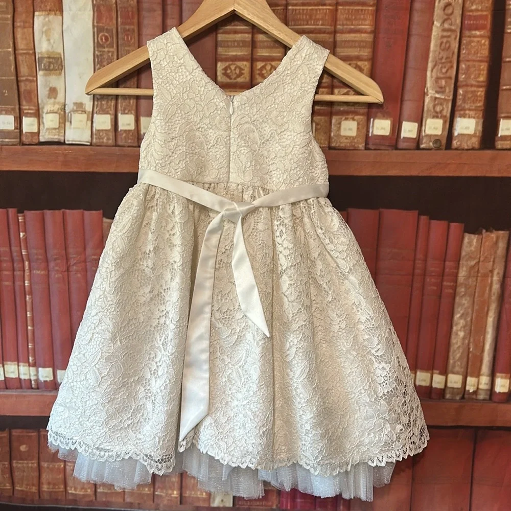 American Princess Lace Flower Girl Dress Easter Wedding Formal Girls 5